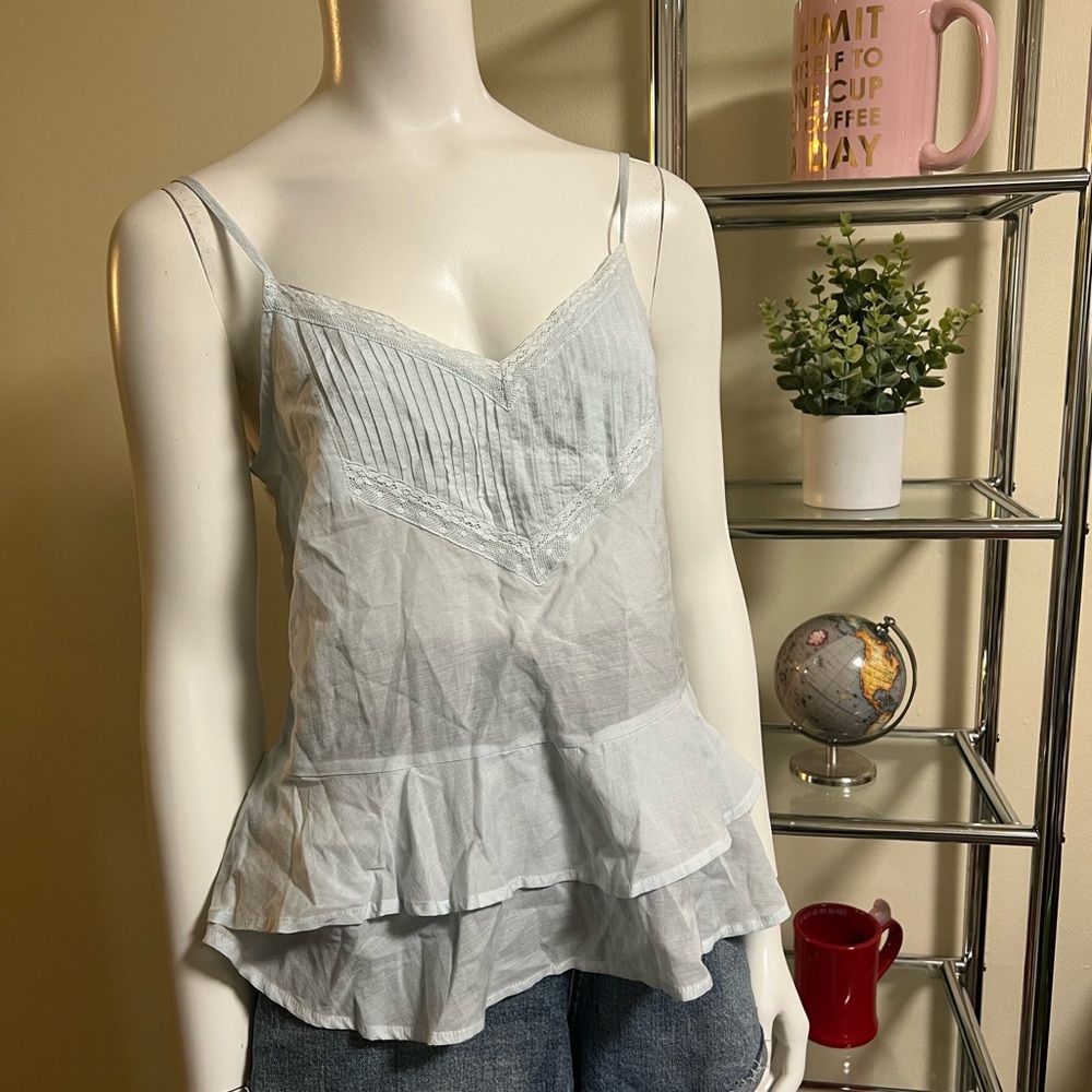 NWT - Abercrombie and Fitch Blue ruffled cami and pleated tank top